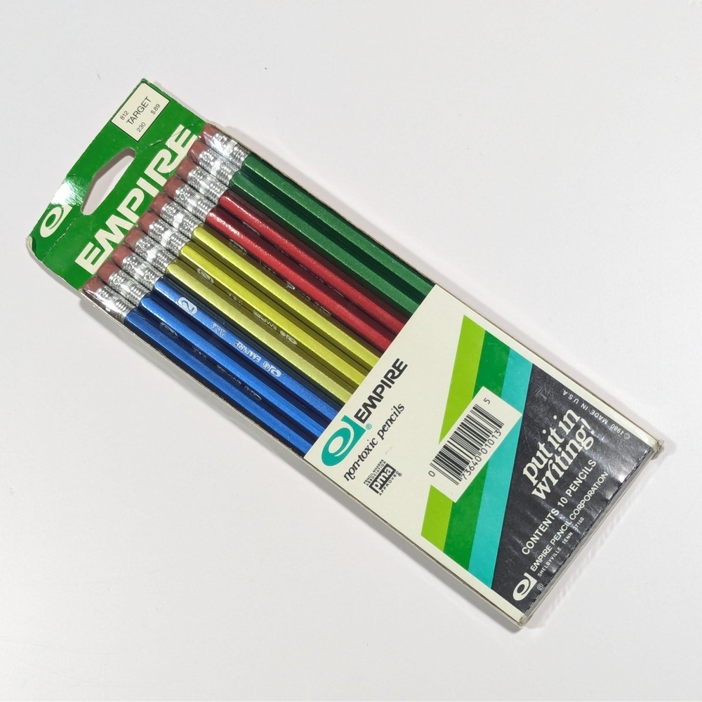 Vintage 1980 Empire #2 Pencils 10 Pack Multi-Color Non-Toxic USA Sealed NOS